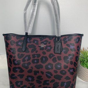 💜Coach City Tote Leopard Print🖤